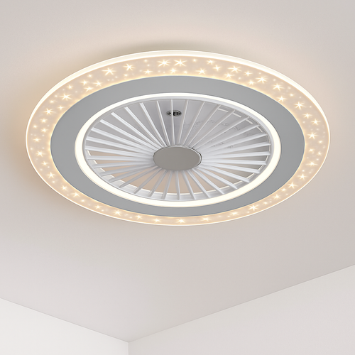 plafonnier moderne silencieux avec ventilateur et lumière télécommandé - vue 2 sur 9