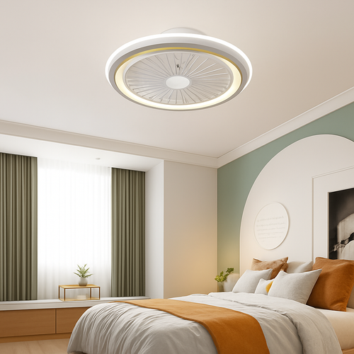 plafonnier moderne silencieux avec ventilateur et lumière télécommandé - vue 4 sur 9