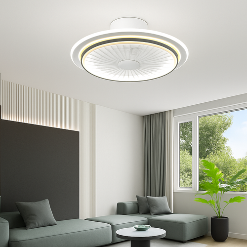 plafonnier moderne silencieux avec ventilateur et lumière télécommandé - vue 6 sur 9