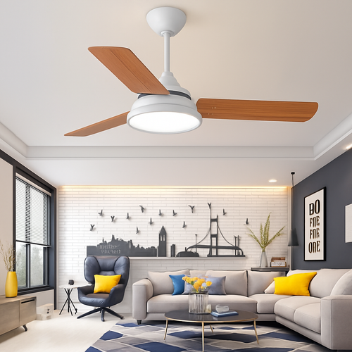 plafonnier moderne ventilateur de plafond avec télécommande et éclairage intégré - vue 3 sur 6