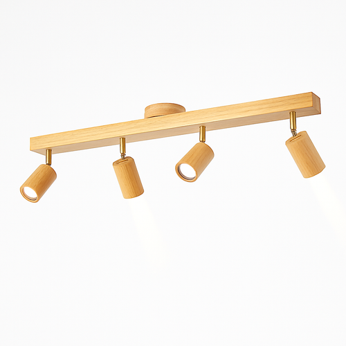 plafonnier nordique en bois avec projecteur rotatif réglable