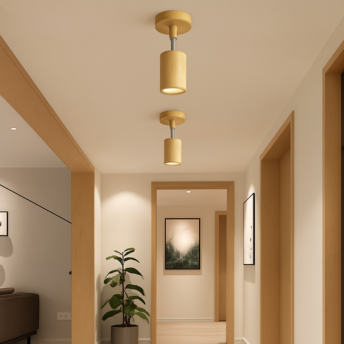 plafonnier nordique en bois massif pour décoration intérieure - vue 5 sur 9