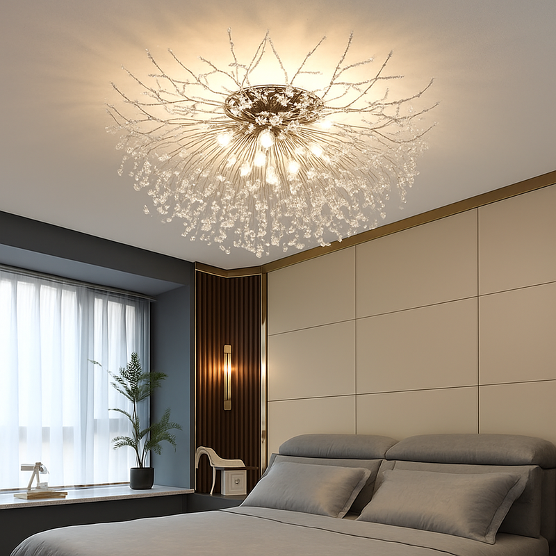 plafonnier nordique en cristal design moderne créatif rond pissenlit