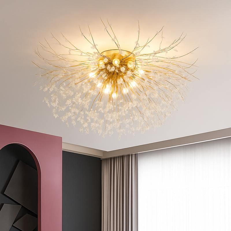 plafonnier nordique en cristal design moderne créatif rond pissenlit