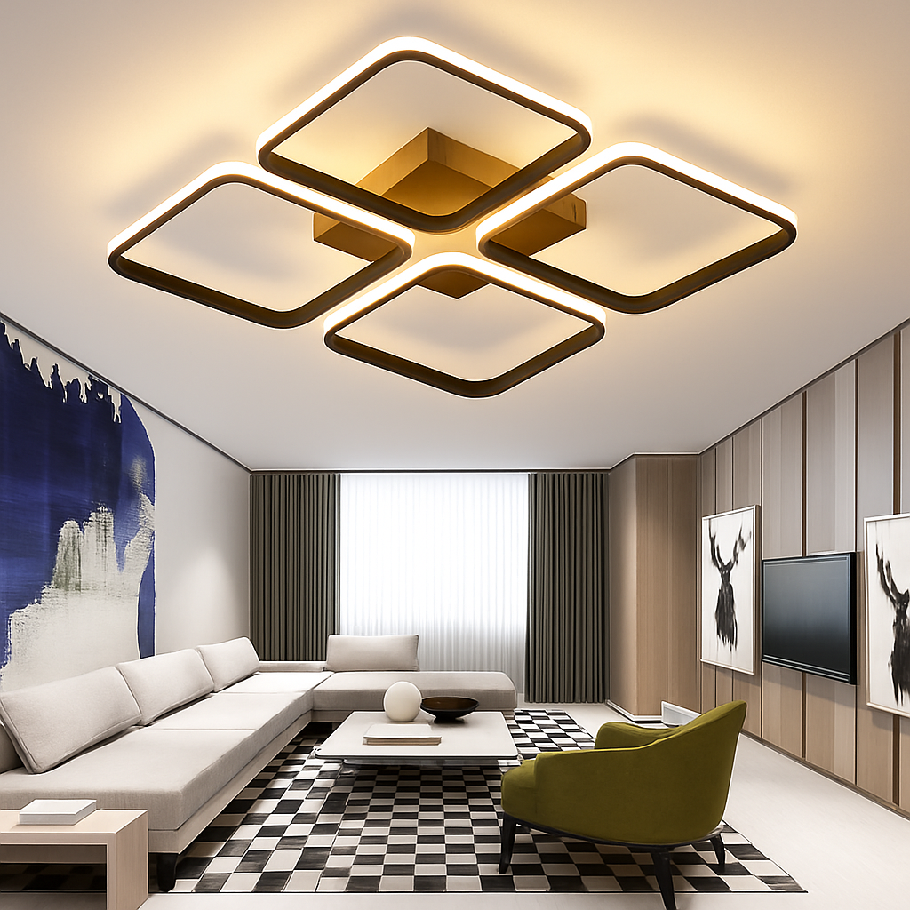 plafonnier nordique à led éclairage annulaire luxe moderne - vue 5 sur 19