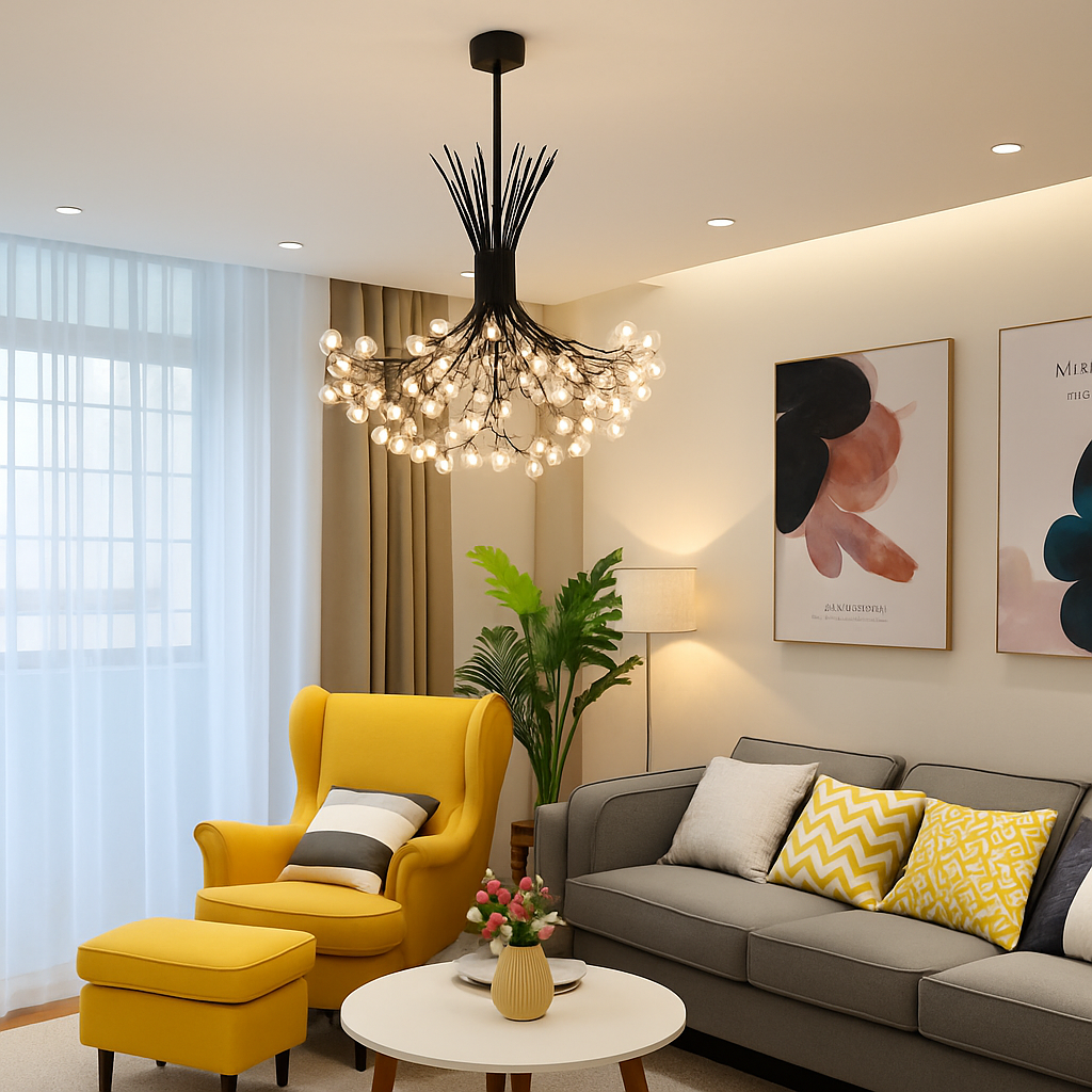 plafonnier nordique post-moderne en forme de pissenlit décoratif d'intérieur - vue 6 sur 11