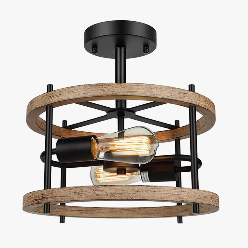 Plafonnier rétro semi-encastré à 2 lumières