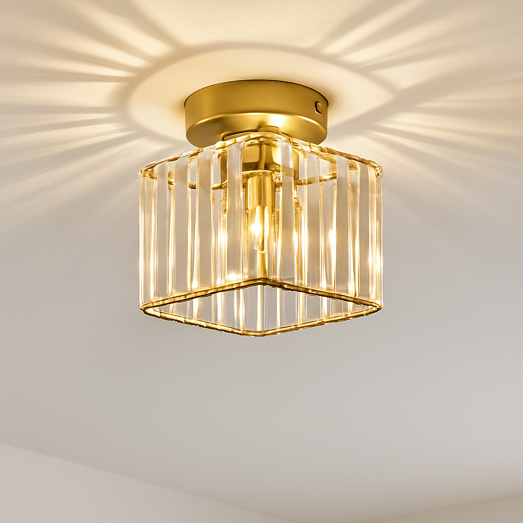 Plafonnier rond ou carré en cristal de verre Luxury - vue 3 sur 11
