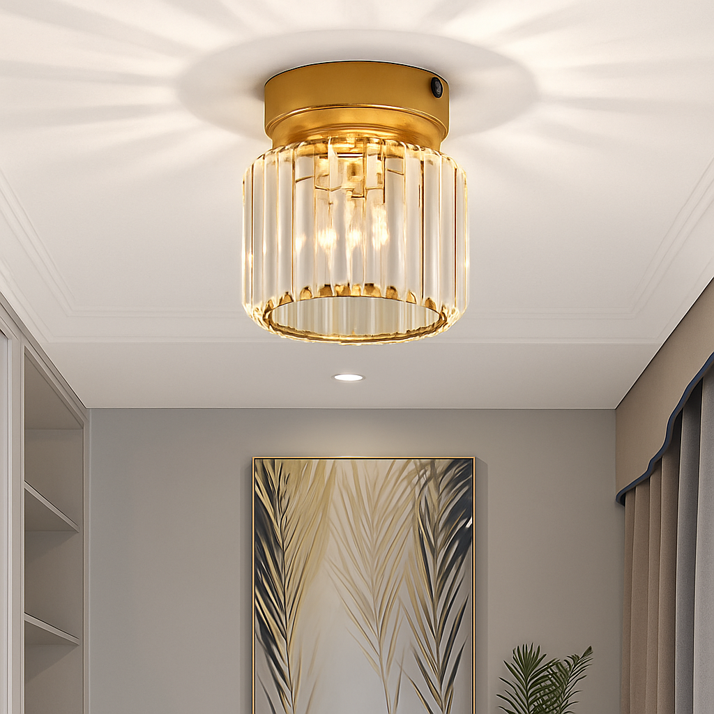 Plafonnier rond ou carré en cristal de verre Luxury - vue 9 sur 11