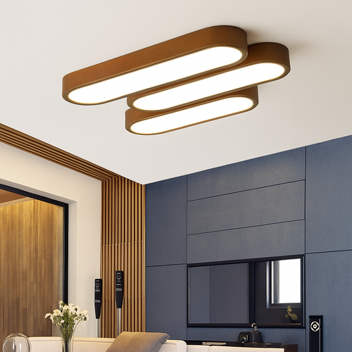 Plafonnier scandinave LED rectangulaire angles ronds Agara - vue 2 sur 11