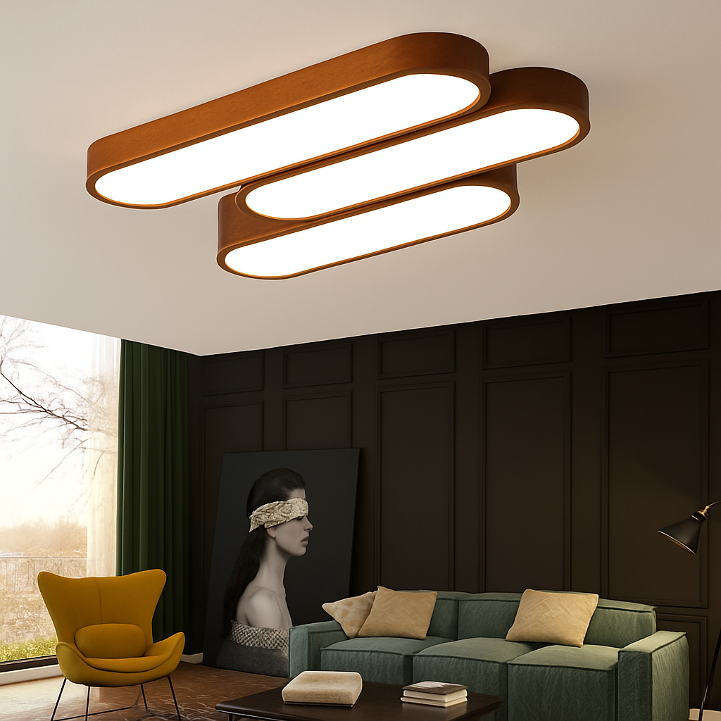 Plafonnier scandinave LED rectangulaire angles ronds Agara - vue 3 sur 11