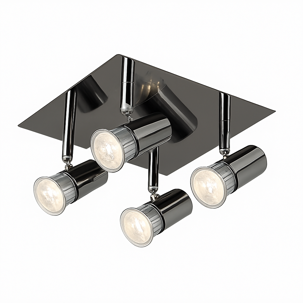 Plafonnier à spots LED dirigeables chromé Satin