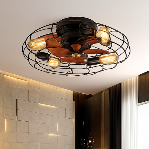 plafonnier ventilateur de plafond avec lumières et télécommande - vue 2 sur 5