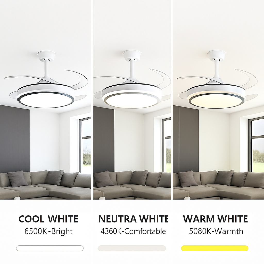 plafonnier ventilateur de plafond lumineux et silencieux - vue 3 sur 13