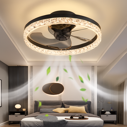 plafonnier ventilateur de plafond lumineux télécommandé dimmable décoratif - vue 2 sur 14