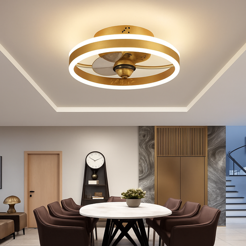plafonnier ventilateur de plafond lumineux télécommandé dimmable décoratif - vue 5 sur 14