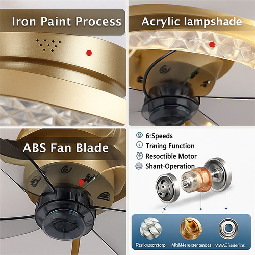 plafonnier ventilateur de plafond lumineux télécommandé dimmable décoratif - vue 7 sur 14