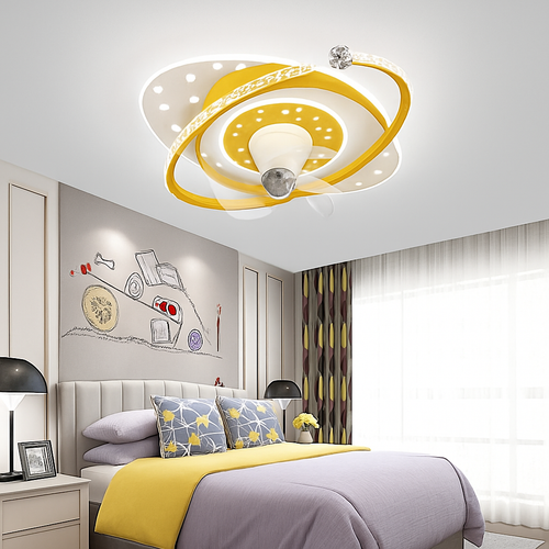 Plafonnier ventilateur de plafond à tête secouante 360 degrés led silencieux - vue 2 sur 12