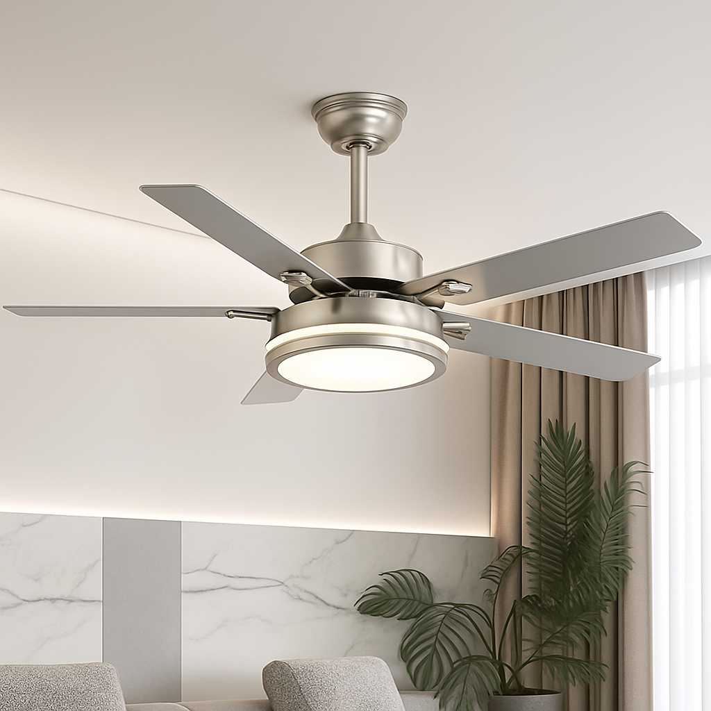 plafonnier ventilateur moderne avec télécommande et éclairage led - vue 6 sur 8