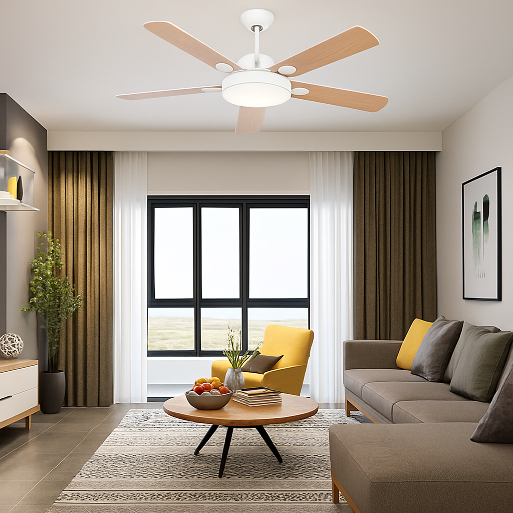 plafonnier vintage avec ventilateur led et télécommande - vue 5 sur 12