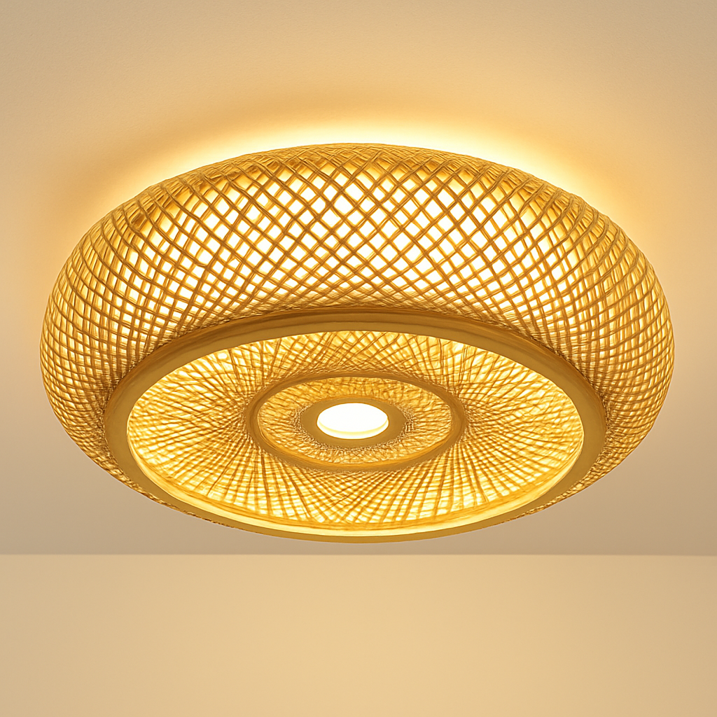 plafonniers en rotin suspension lampe décorative art lustre abat-jour - vue 5 sur 11
