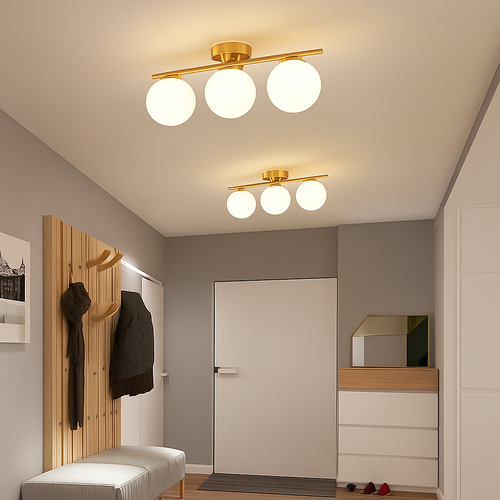 Plafonniers LED nordique fer verre boule plafonniers couloir allée balcon cuisine Simple moderne créatif décor à la maison Lustre