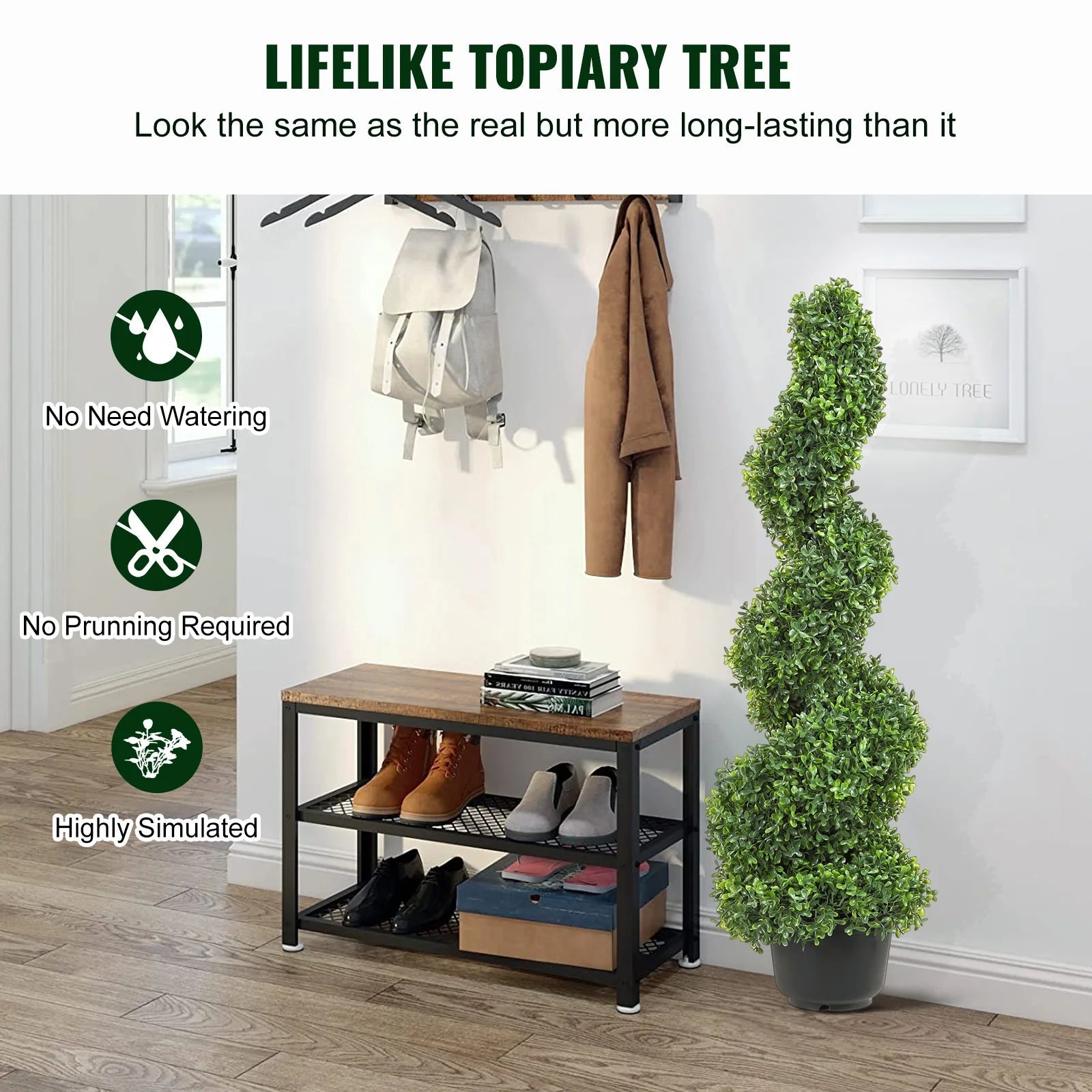 plante topiaire spirale décorative pour Noël en plastique artificiel