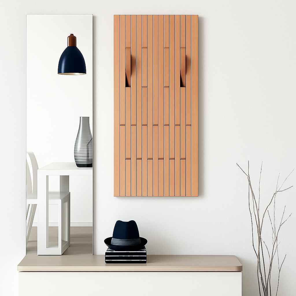 portemanteau mural créatif en bois avec crochets et cintres - vue 3 sur 15