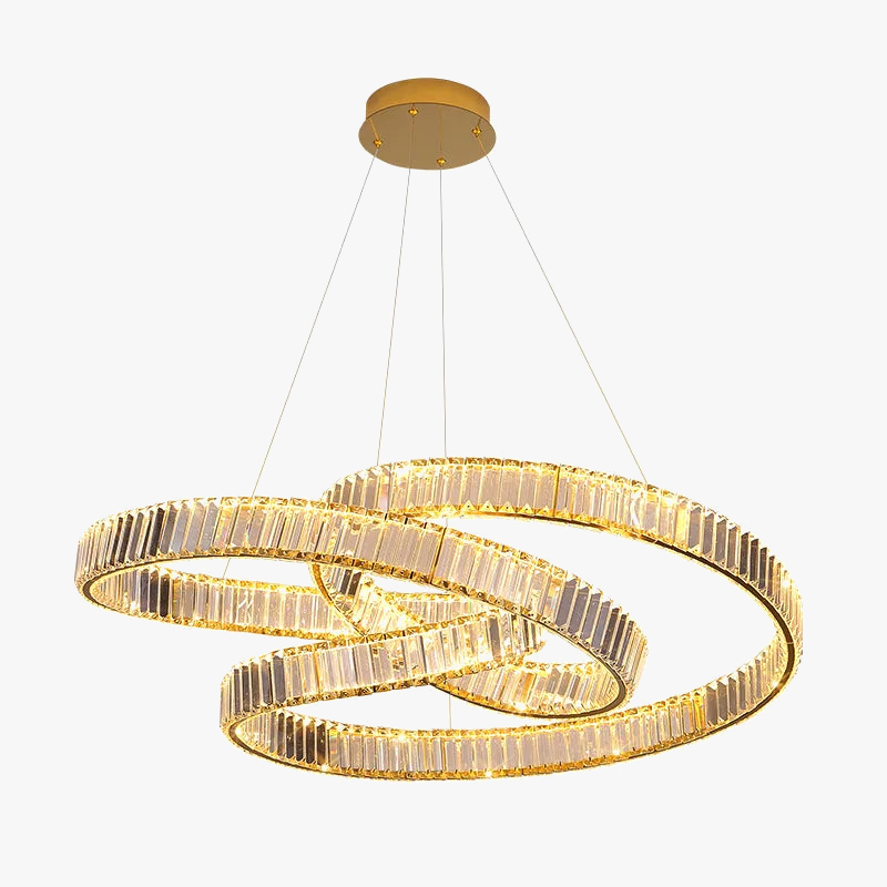 Postmodernisme moderne luxe minimaliste nordique cristal LED lustre pour salon Villa décoration de la maison anneau circulaire