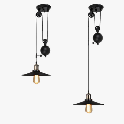 Lampe Suspendue à Poulie Noire De Style Industriel Avec Cordon D