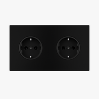 Prise double (Europe) en acier noir mat