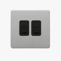 Prise double RJ45 en acier gris brossé bords arrondis