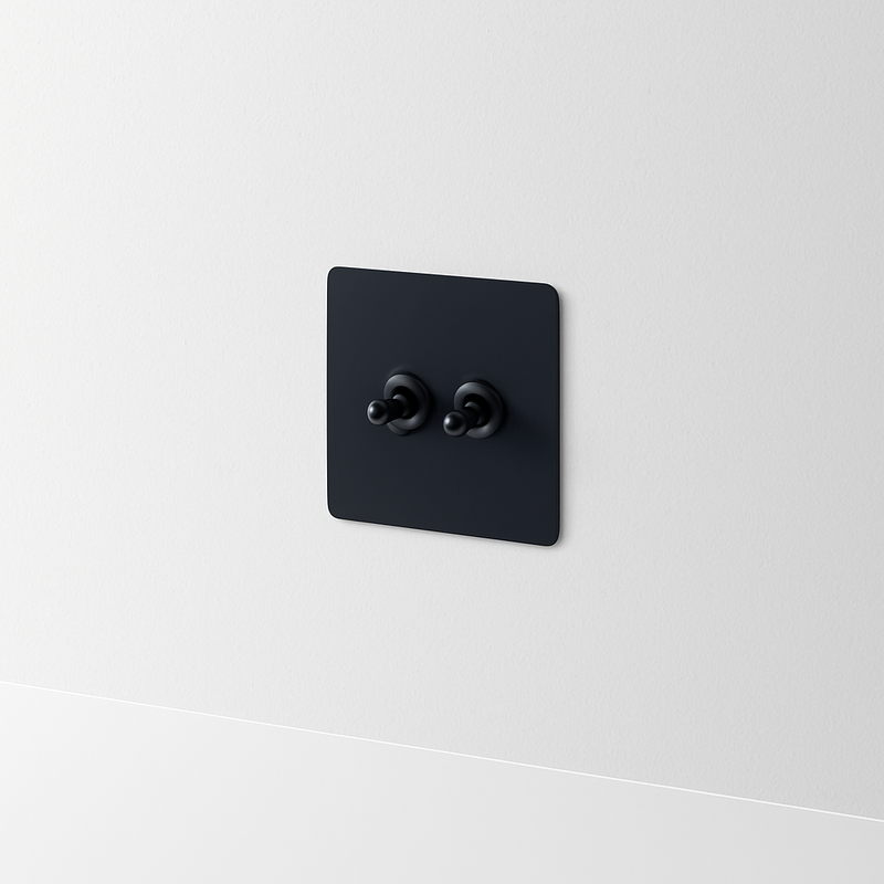 Prise double RJ45 en acier noir mat bords arrondis