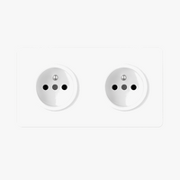 Prise électrique double en acier blanc mat bords arrondis