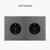 Prise électrique double en acier gris foncé brossé