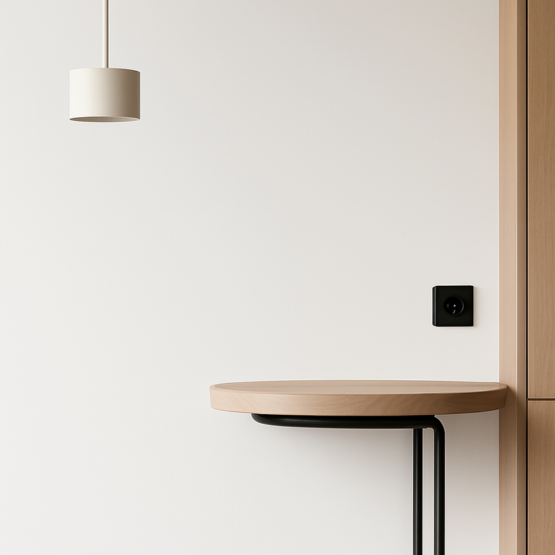 Prise électrique double en acier noir mat bords arrondis