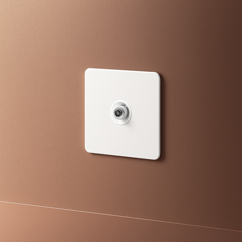 Prise électrique double (Europe) en acier blanc mat bords arrondis