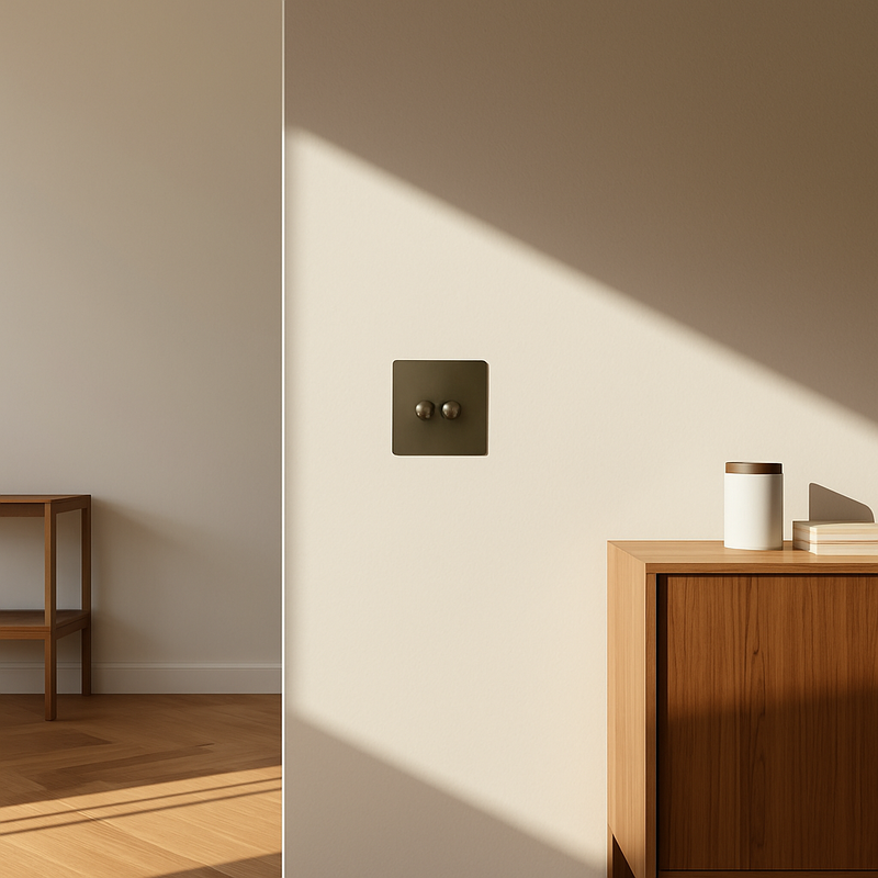 Prise électrique double (Europe) en acier gris brossé bords arrondis