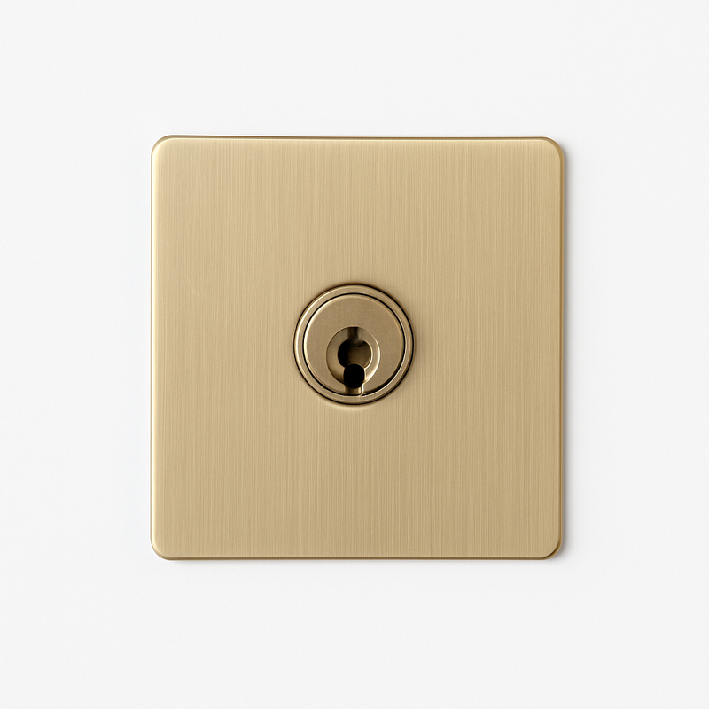 Prise électrique double (Europe) en acier gris vieilli brossé bords arrondis