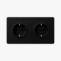 Prise électrique double (Europe) en acier noir mat bords arrondis