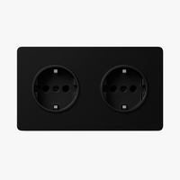 Prise électrique double (Europe) en acier noir mat bords arrondis