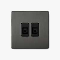 Prise électrique double RJ45 en acier gris foncé brossé