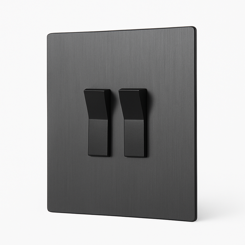 Prise électrique et double USB et USB type C (Europe) en acier gris foncé brossé