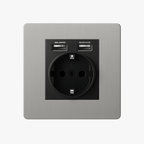 prise-lectrique-et-double-usb-europe-en-acier-gris-clair-bross-bords-arrondis-0.png