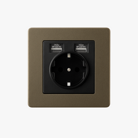 Prise électrique et double USB type C (Europe) en acier gris vieilli bords arrondis