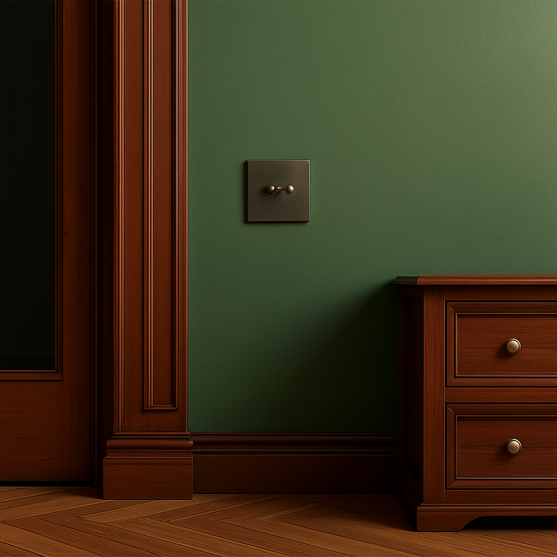 Prise électrique (Europe) en acier bronze vieilli bords arrondis