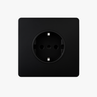 Prise électrique (Europe) en acier noir mat bords arrondis