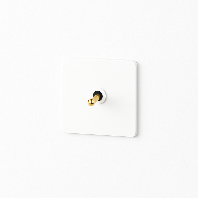 Prise électrique simple (Europe) en acier blanc mat et bords arrondis