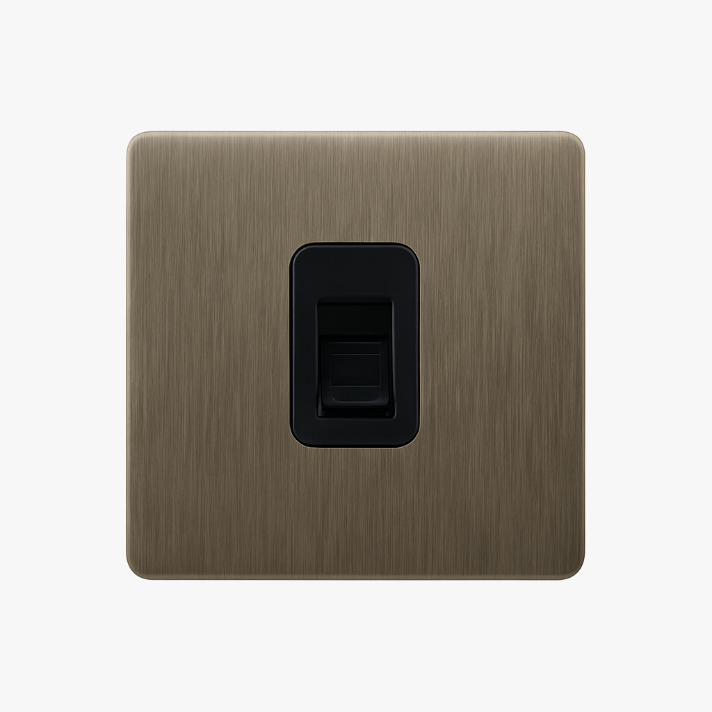 Prise RJ45 en acier gris brossé bords arrondis