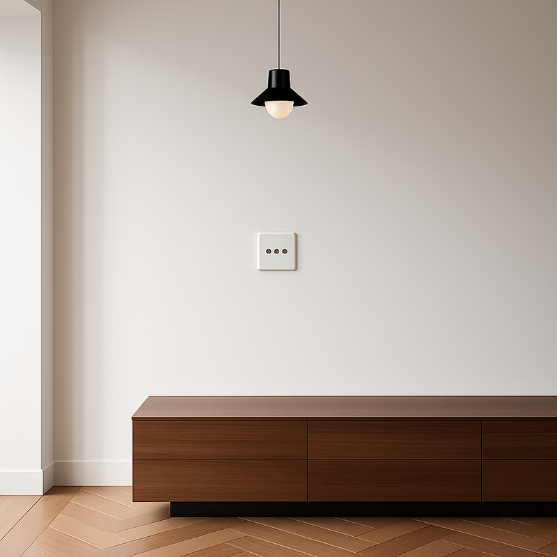 Prise TV en acier blanc mat et bords arrondis